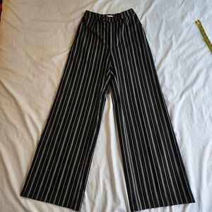 Social Tourist XS Women's Black Ultra High Rise Wide Leg Striped Dress Pants